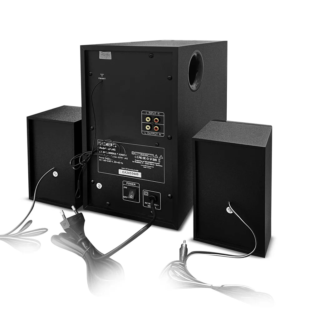 KB ELEMENTS 2.1 Multimedia Speaker System – 65W RMS, Bluetooth, FM Radio