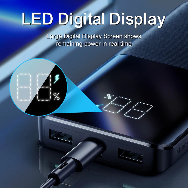 10000mah 22.5W fast charging powerbank with LCD display