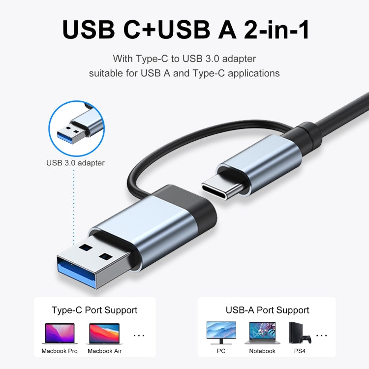 7 in 1 USB 3.0 and Type-C USB-C to USB 3.0 USB 2.0 HUB Adapter