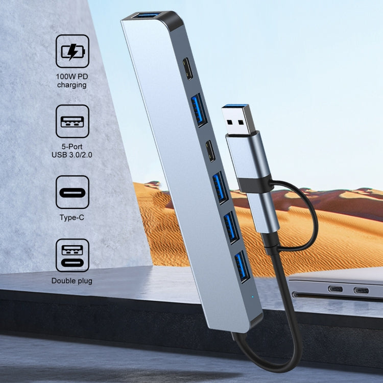 7 in 1 USB 3.0 and Type-C USB-C to USB 3.0 USB 2.0 HUB Adapter