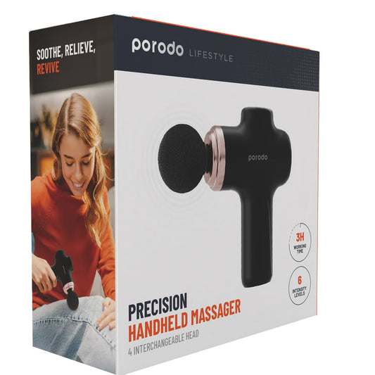 Porodo Lifestyle Precision Handheld Massager with 4 Interchangeable Head