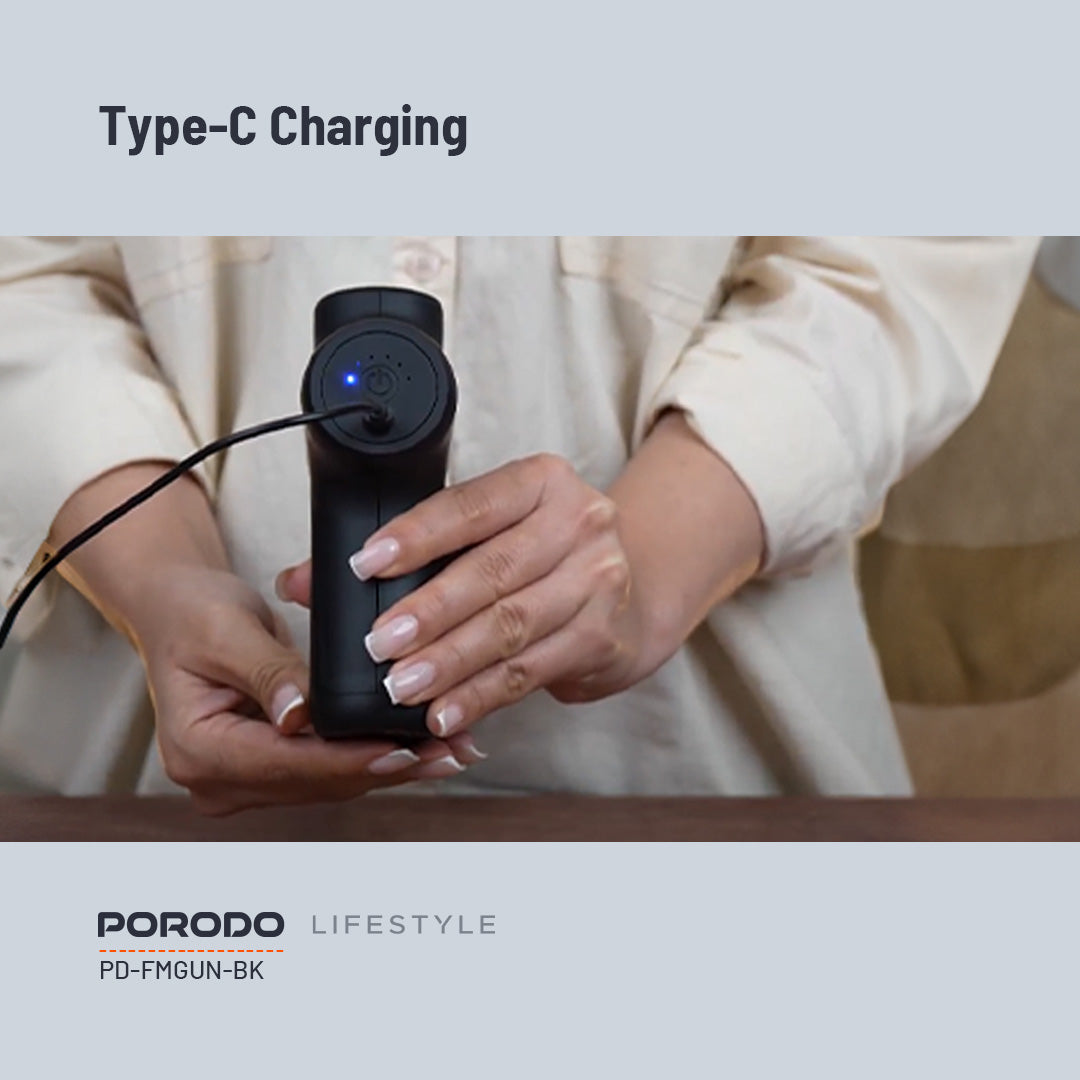 Porodo Lifestyle Precision Handheld Massager with 4 Interchangeable Head