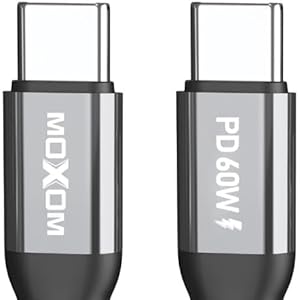MOXOM MX-CB265 PD Type-C to Type-C Charging Data Cable With Efficient Transfer And Smart Design For Multi Device 1.2 Meter Length 60W - Black