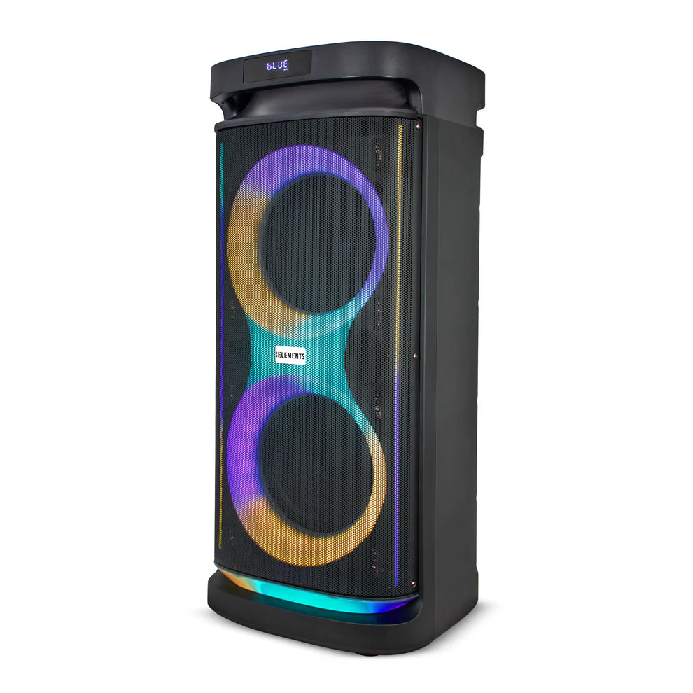 KB ELEMENTS Karaoke Speaker with 2-Wheel Trolley, Dual 8" Subwoofers & Wireless Microphones