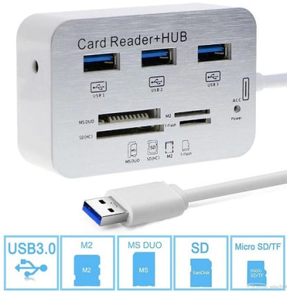 3.03.1 USB Hub Combo MS M2 SDTF Card Reader Adapters for MacBookPcLaptop
