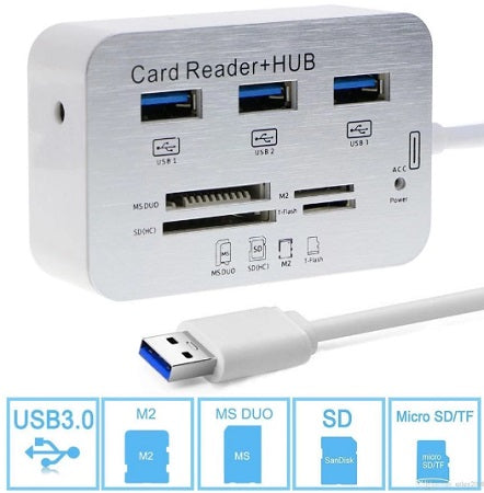3.03.1 USB Hub Combo MS M2 SDTF Card Reader Adapters for MacBookPcLaptop