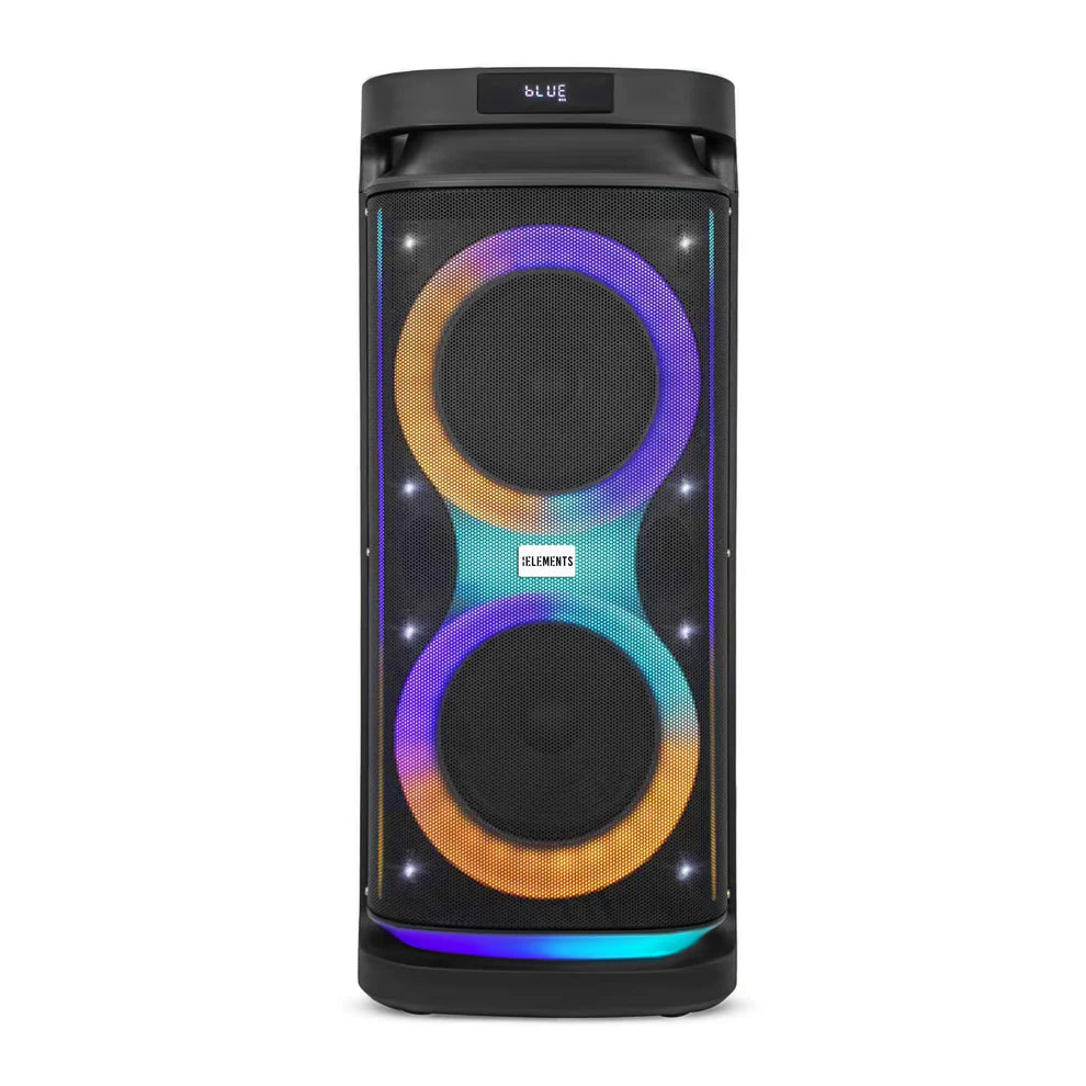 KB ELEMENTS Karaoke Speaker with 2-Wheel Trolley, Dual 10" Subwoofers & Wireless Microphones