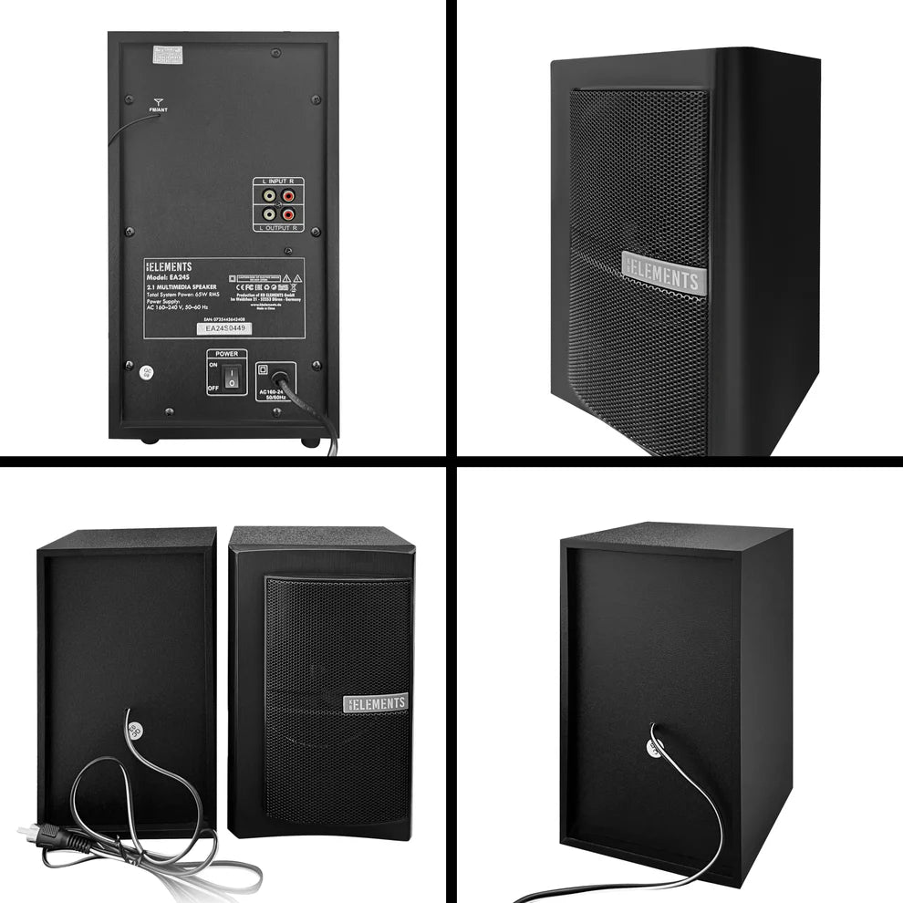KB ELEMENTS 2.1 Multimedia Speaker System – 65W RMS, Bluetooth, FM Radio