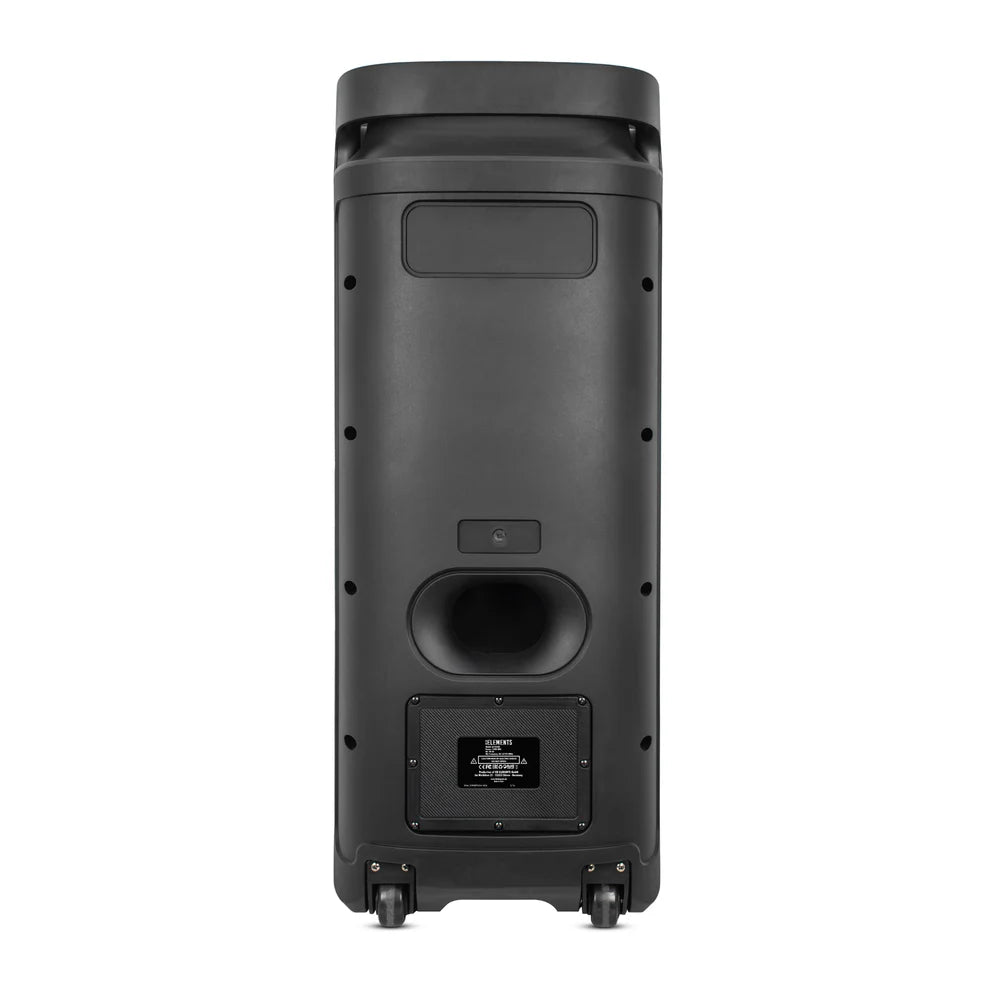 KB ELEMENTS Karaoke Speaker with 2-Wheel Trolley, Dual 10" Subwoofers & Wireless Microphones