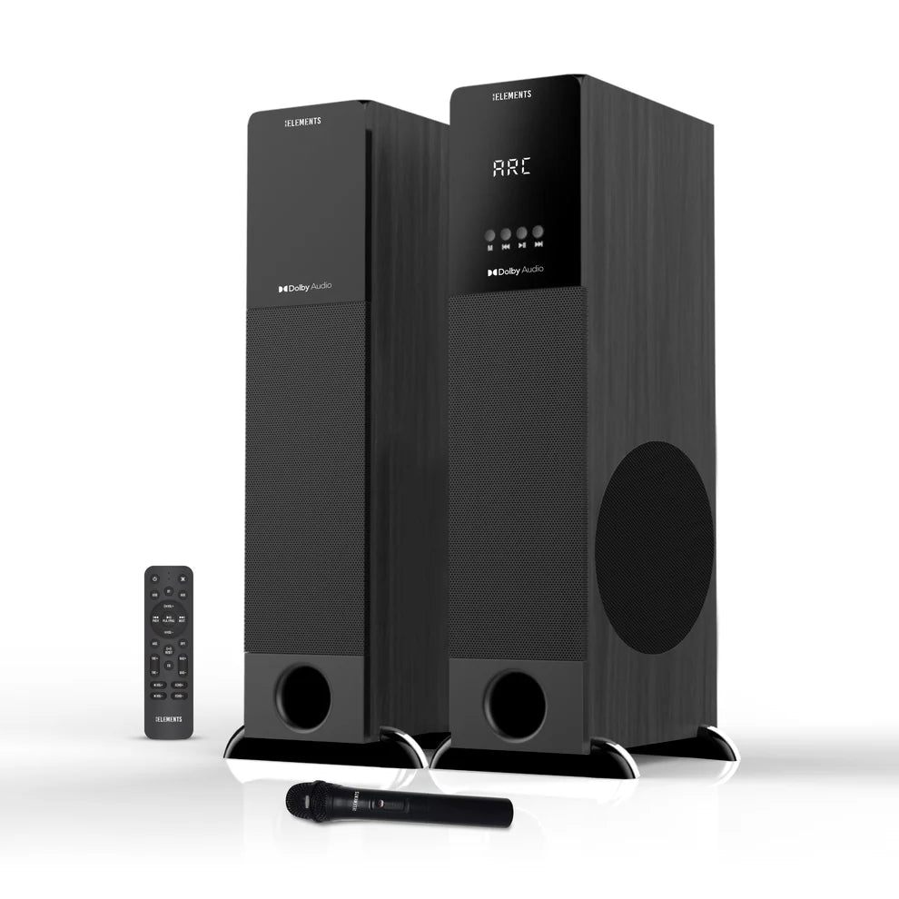 KB ELEMENTS 2.0 Multimedia Speaker System – 250W RMS, Dolby Audio, Wireless Microphone