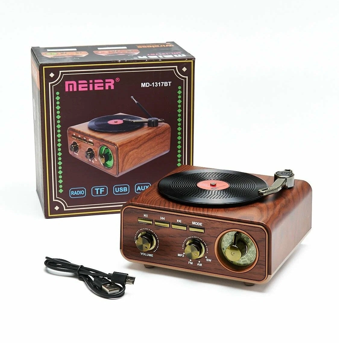 vintage-style portable BLUETOOTH SPEAKER  classic wood-finish design