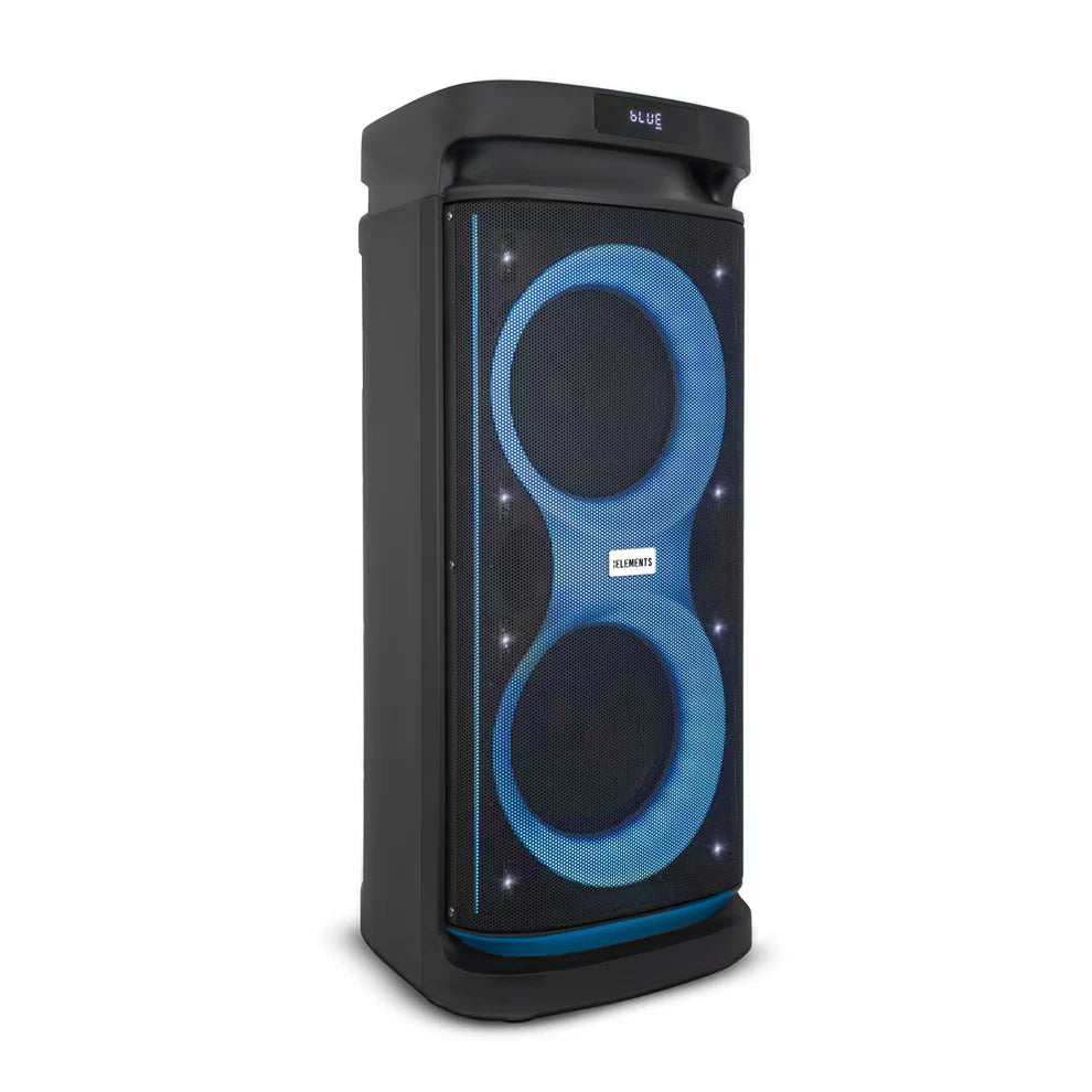 KB ELEMENTS Karaoke Speaker with 2-Wheel Trolley, Dual 10" Subwoofers & Wireless Microphones