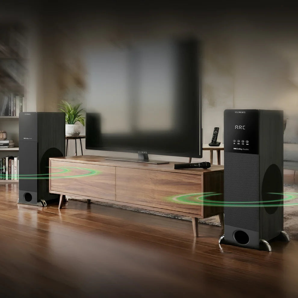 KB ELEMENTS 2.0 Multimedia Speaker System – 250W RMS, Dolby Audio, Wireless Microphone