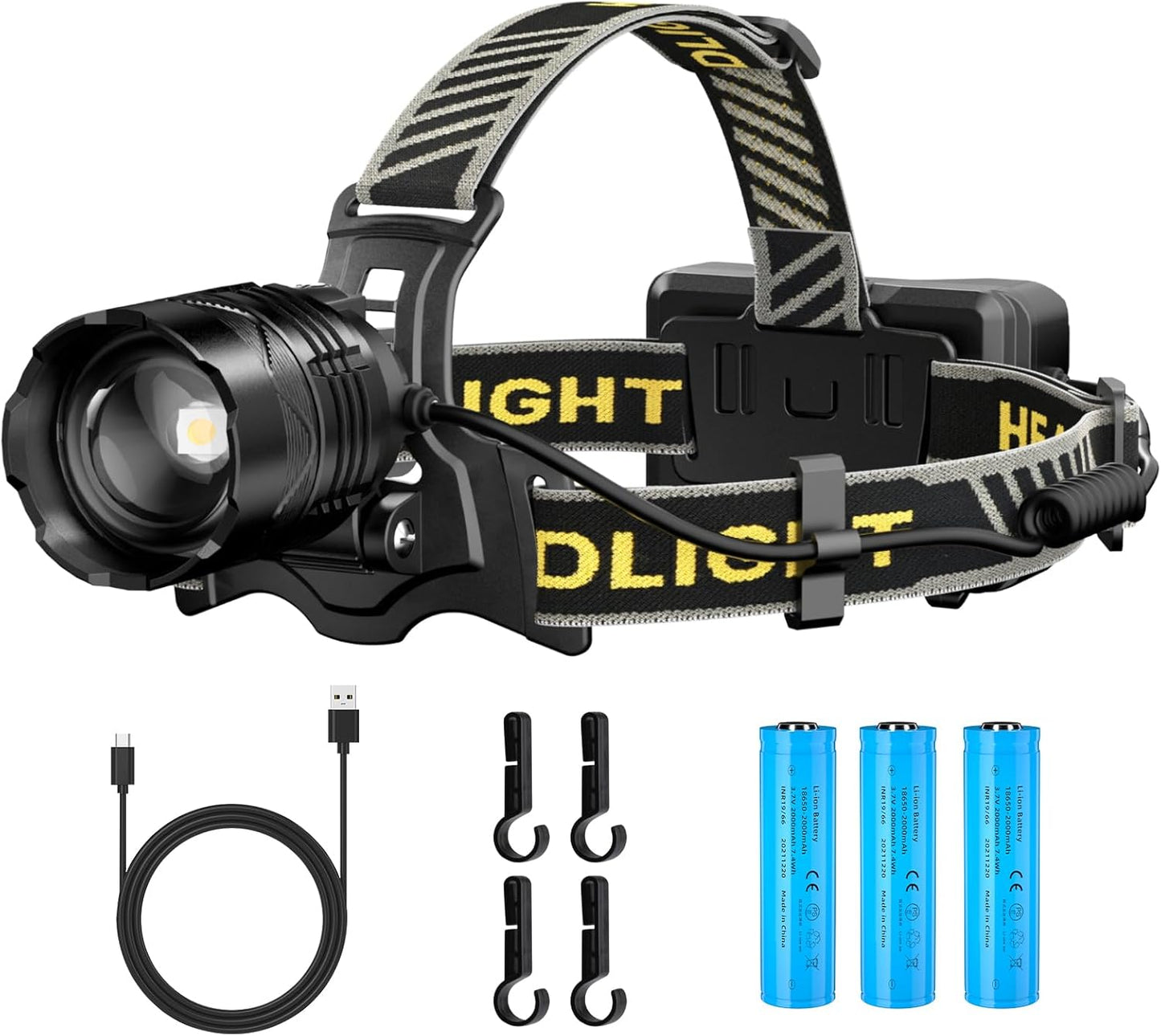 Asort Rechargeable LED Zoom Headlamp