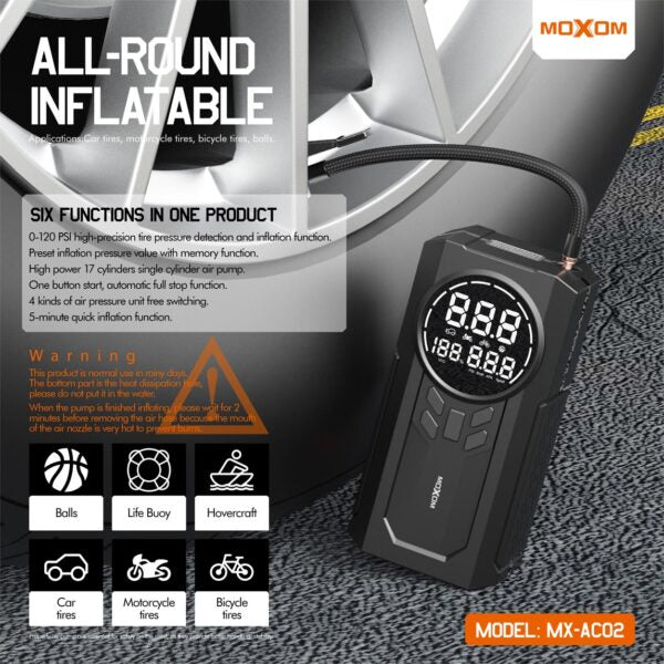 MOXOM MX-AC02 Multi-Functional LCD Portable Air Pump