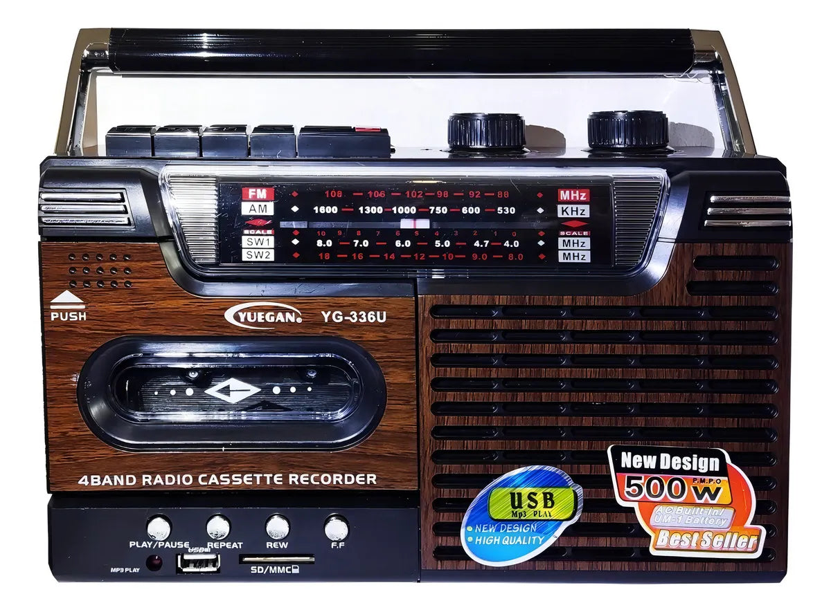 Radio Cassette Yeguan YG-336U AM FM SW Retro MP3 USB SD Portable