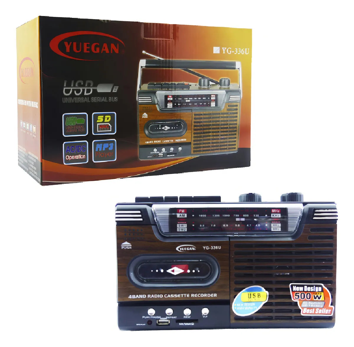 Radio Cassette Yeguan YG-336U AM FM SW Retro MP3 USB SD Portable