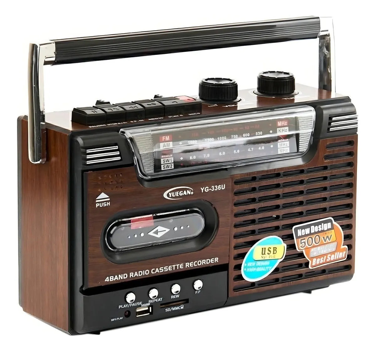 Radio Cassette Yeguan YG-336U AM FM SW Retro MP3 USB SD Portable