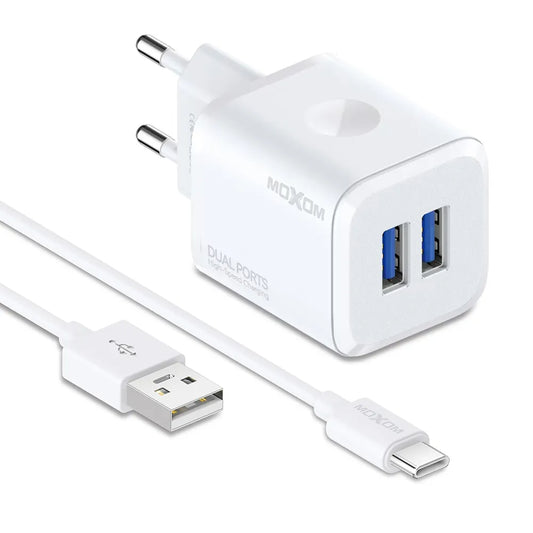 Home charger Moxom MX-HC160 2.4A 2xUSB Type C white