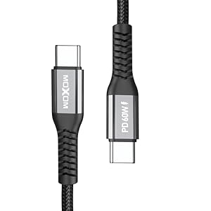 MOXOM MX-CB265 PD Type-C to Type-C Charging Data Cable With Efficient Transfer And Smart Design For Multi Device 1.2 Meter Length 60W - Black