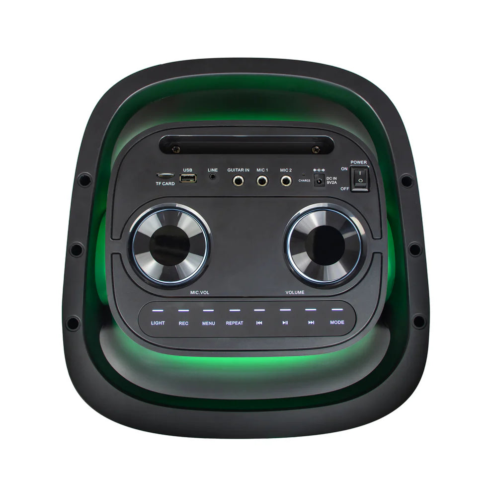 KB ELEMENTS Karaoke Speaker with 2-Wheel Trolley, Dual 8" Subwoofers & Wireless Microphones
