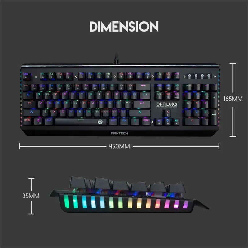 Fantech MK884 Optilux, Optical Mechanical Switch Keyboard, Ultra-durable, spill-proof, RGB Lighting