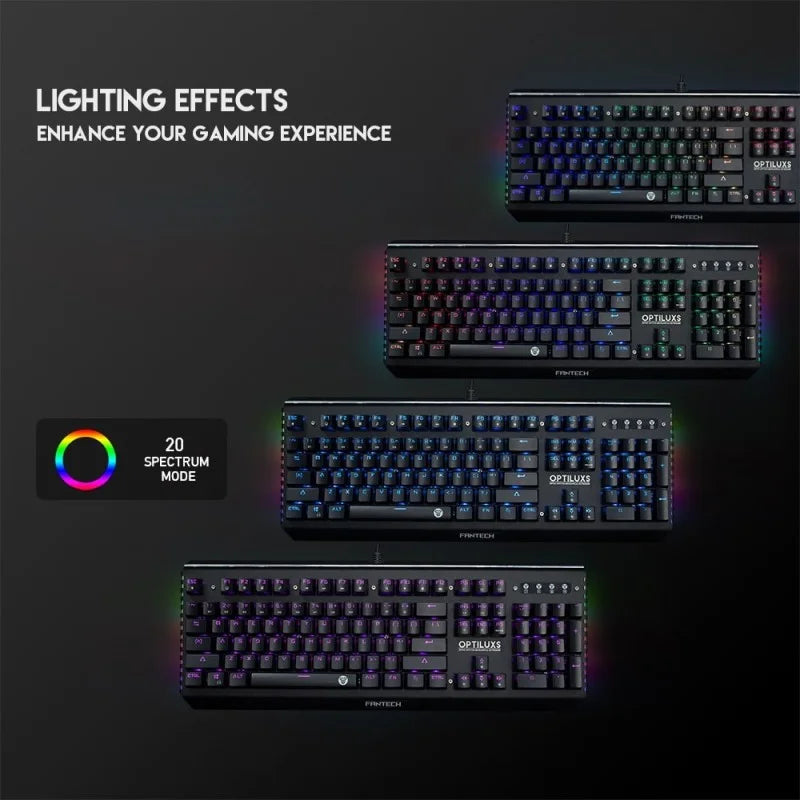 Fantech MK884 Optilux, Optical Mechanical Switch Keyboard, Ultra-durable, spill-proof, RGB Lighting