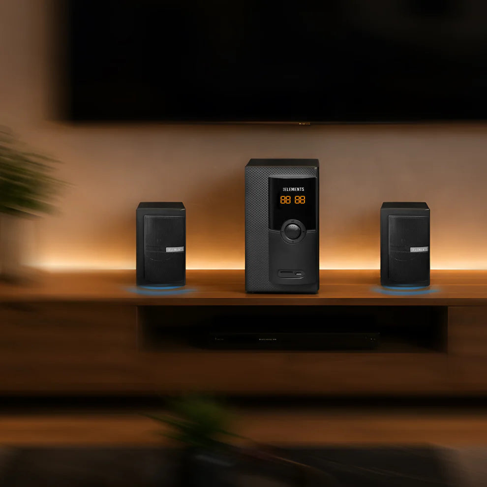KB ELEMENTS 2.1 Multimedia Speaker System – 65W RMS, Bluetooth, FM Radio